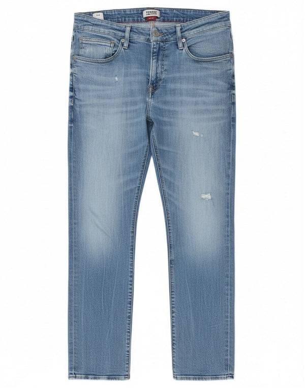 Tommy Hilfiger Herren Scanton Distressed Slim Jeans W33 L30 Blaue Baumwolle