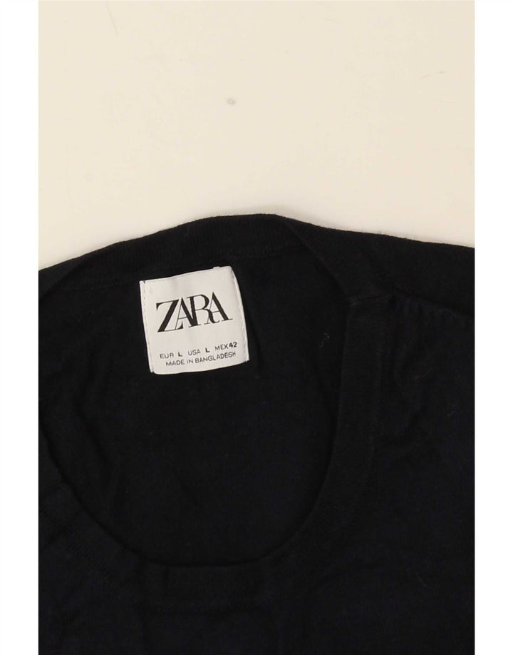 Zara Herren-Pullover mit Rundhalsausschnitt, Größe L, Schwarz