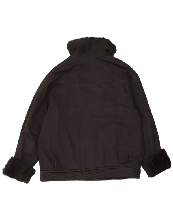 Vintage Damen Sherpa Jacke UK 20 2XL Schwarz