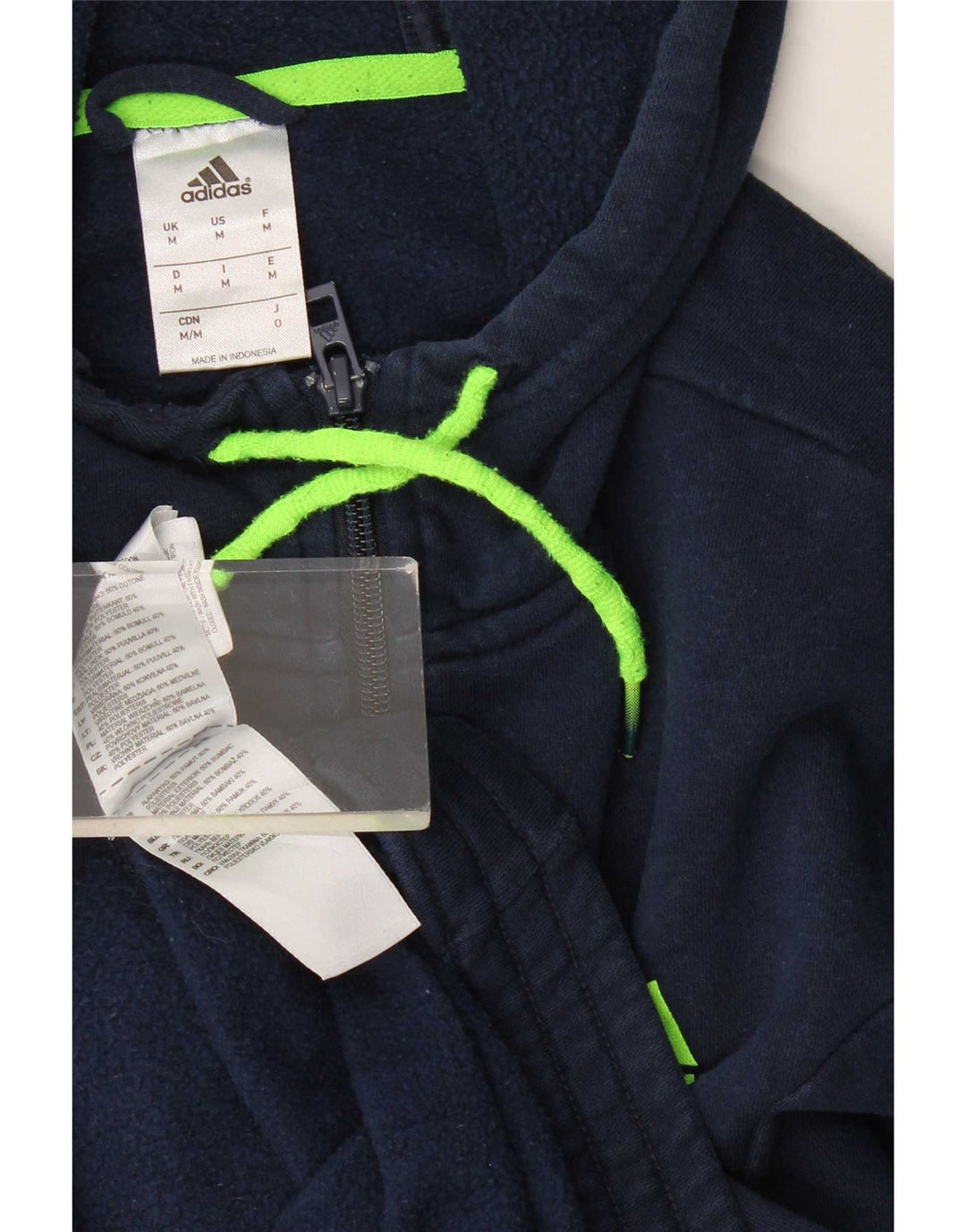 Adidas Herren-Kapuzenpullover mit Reißverschluss, mittlere marineblaue Baumwolle