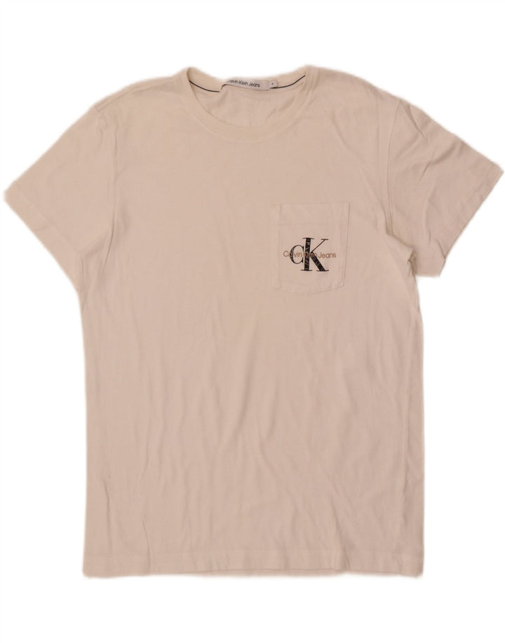 Calvin Klein Jeans Herren-T-Shirt mit Grafik, mittelgroß, gebrochenes Weiß