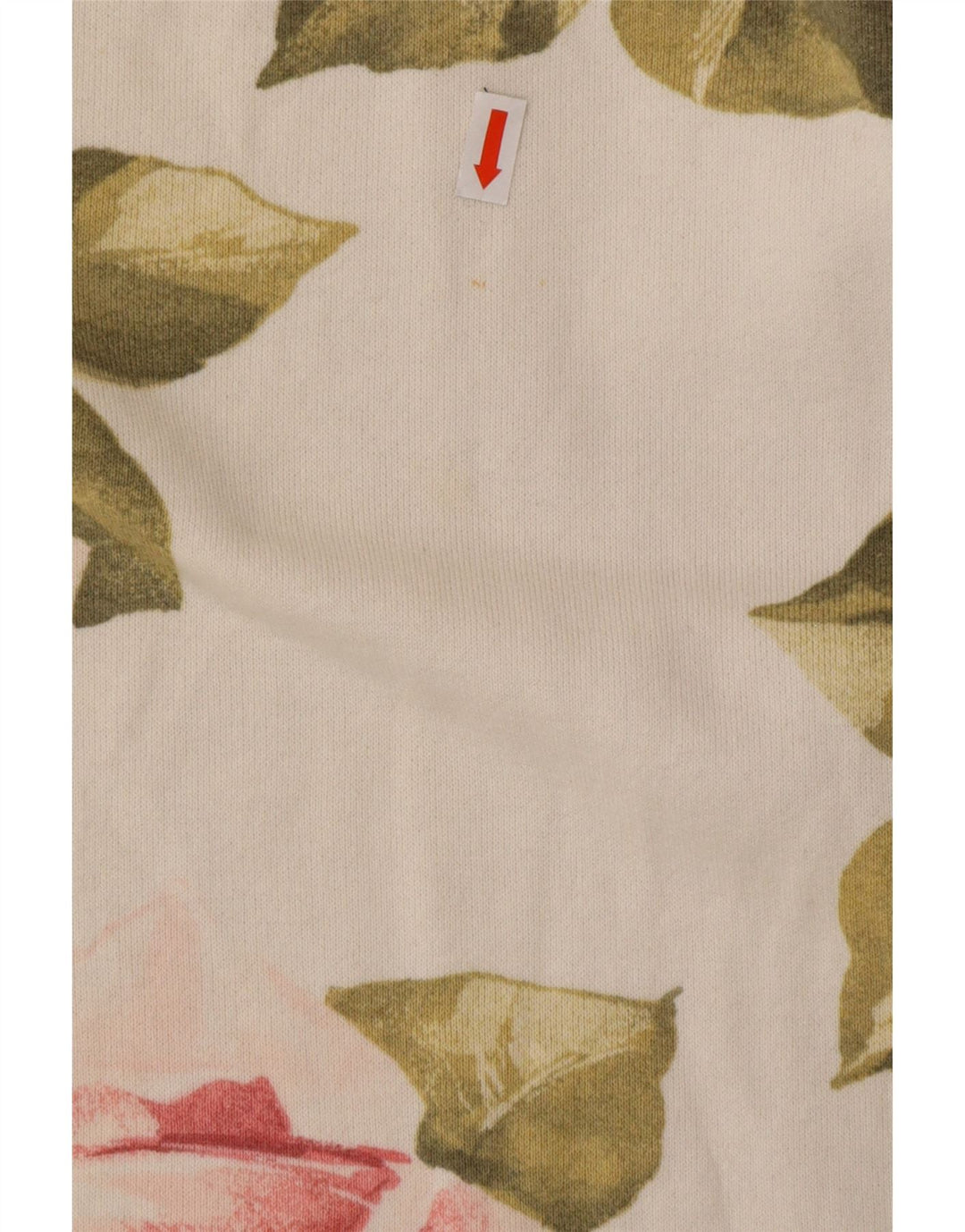 VINTAGE Damen Top Langarm UK 16 Large Off White Floral Cotton