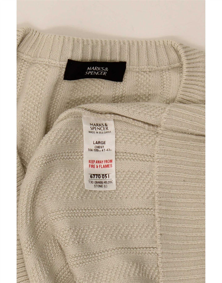 Marks & Spencer Herren-Pullover mit V-Ausschnitt, groß, beige, Acryl