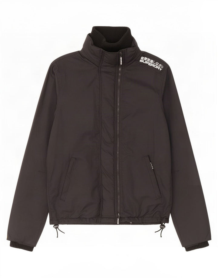 Superdry Herren-Regenjacke mit Grafik, UK 40, Größe L, schwarzes Nylon