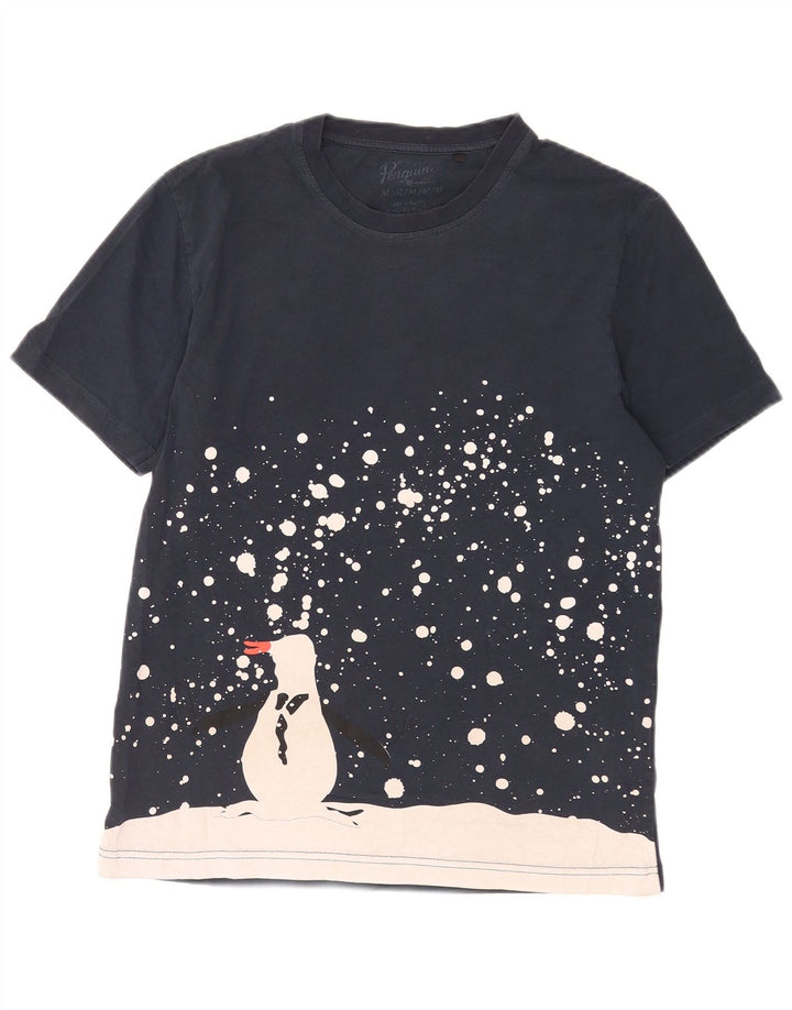 Penguin Herren-T-Shirt mit Grafik, mittelgroß, marineblau, Colourblock-Baumwolle