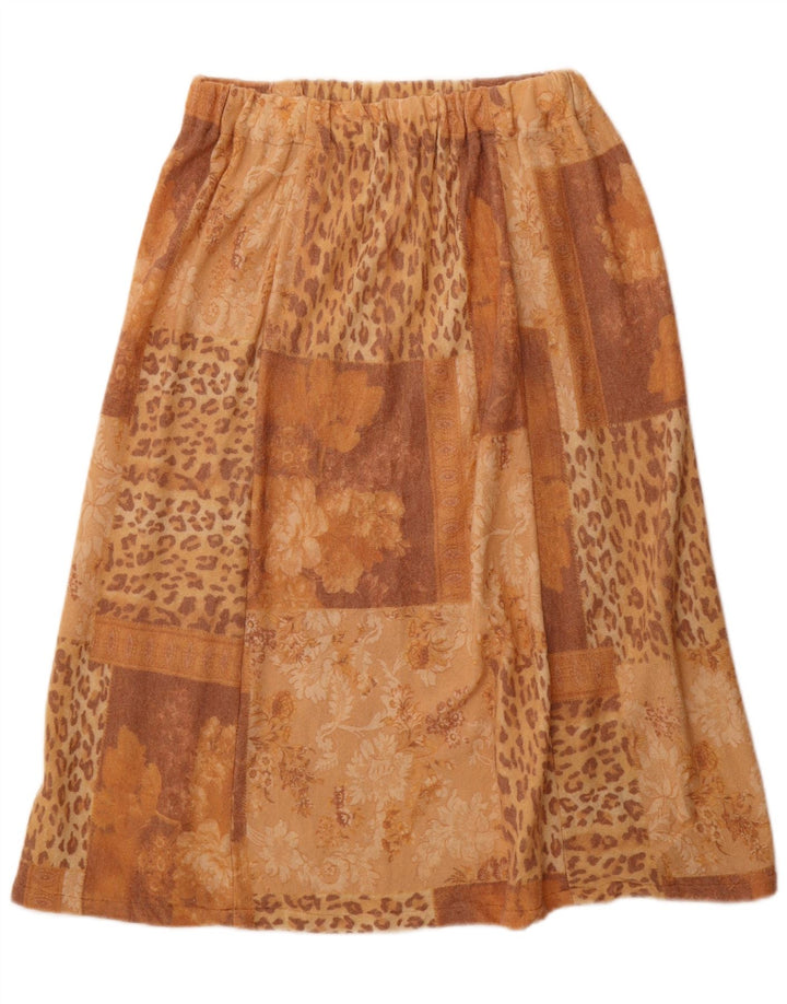 Vintage Damen A-Linie Rock W30 Mittelbraun Patchwork