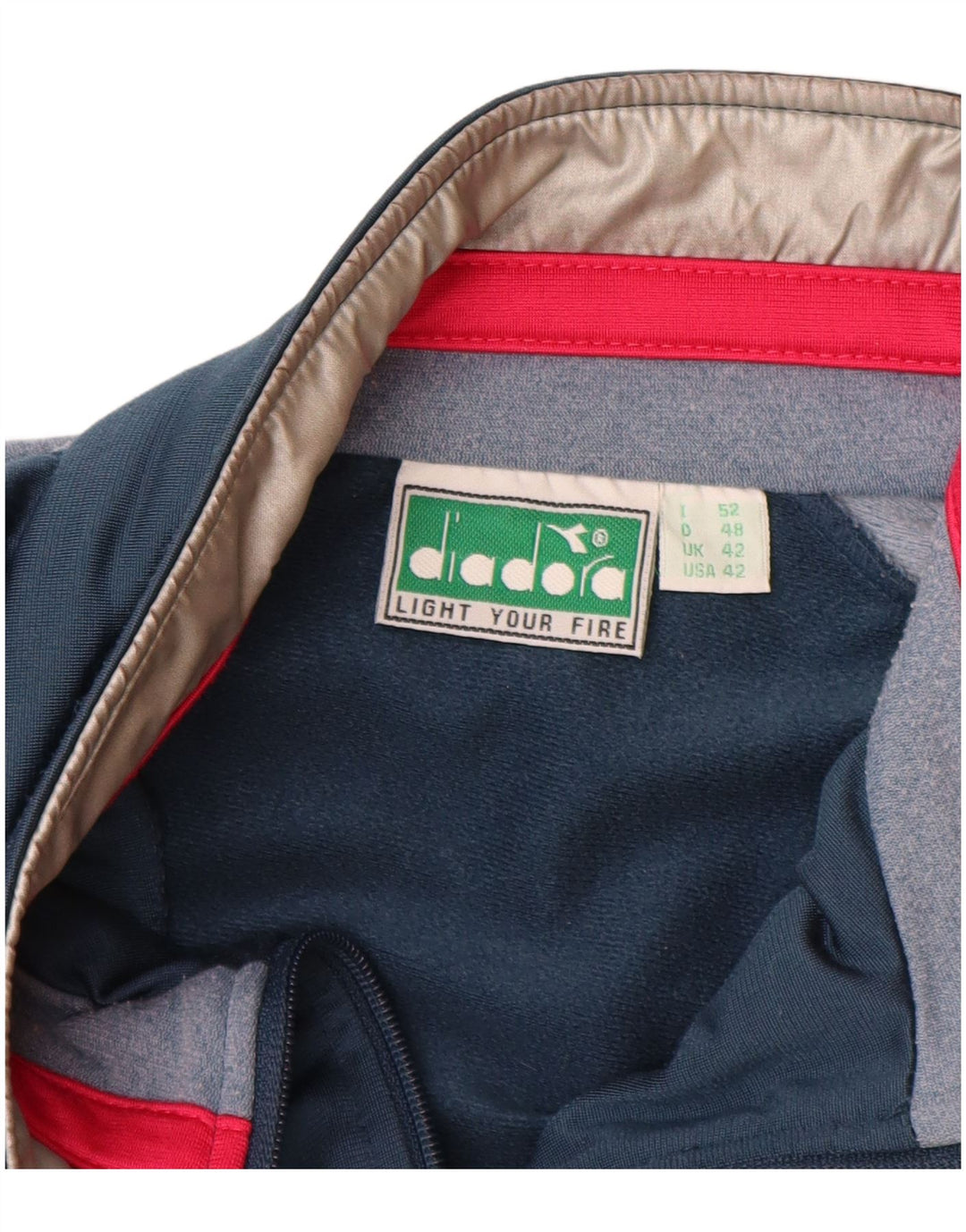 DIADORA Herren-Trainingsanzug-Top-Jacke, UK 42, Größe L, Marineblau, Farbblock