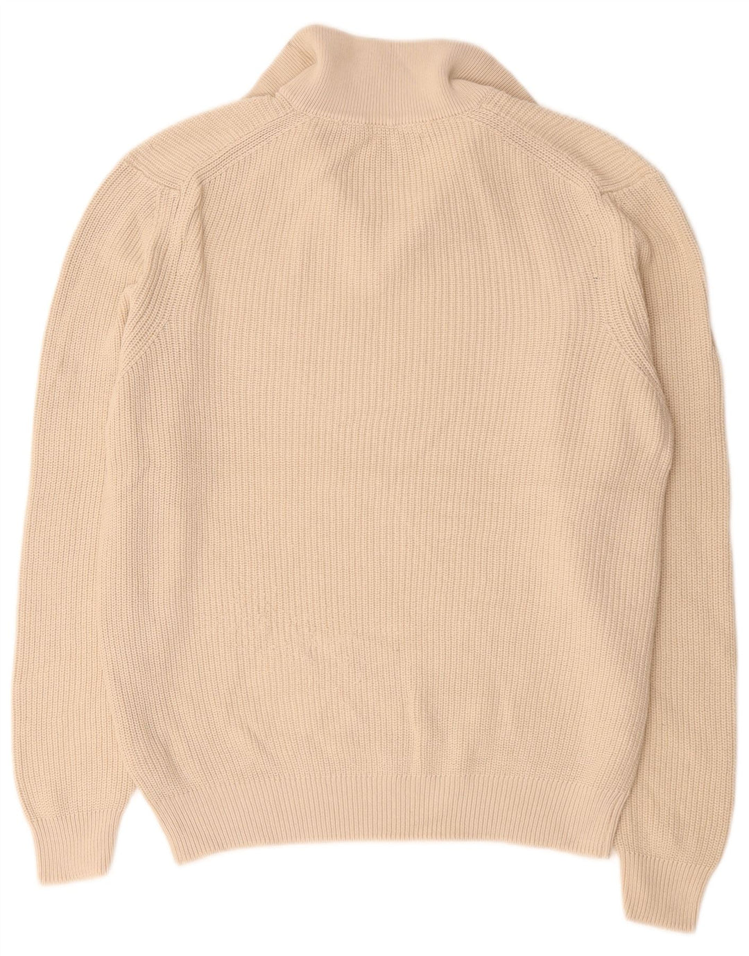 Zara Herren-Pullover mit Reißverschluss am Hals, groß, beige Baumwolle