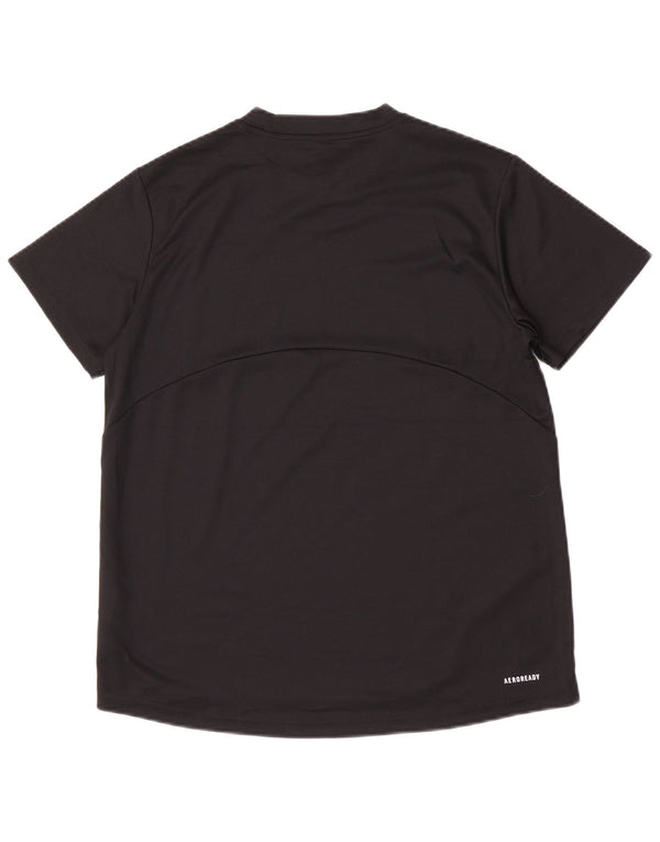 Adidas Damen Aeroready T-Shirt Top UK 16/18 Large Schwarz Polyester