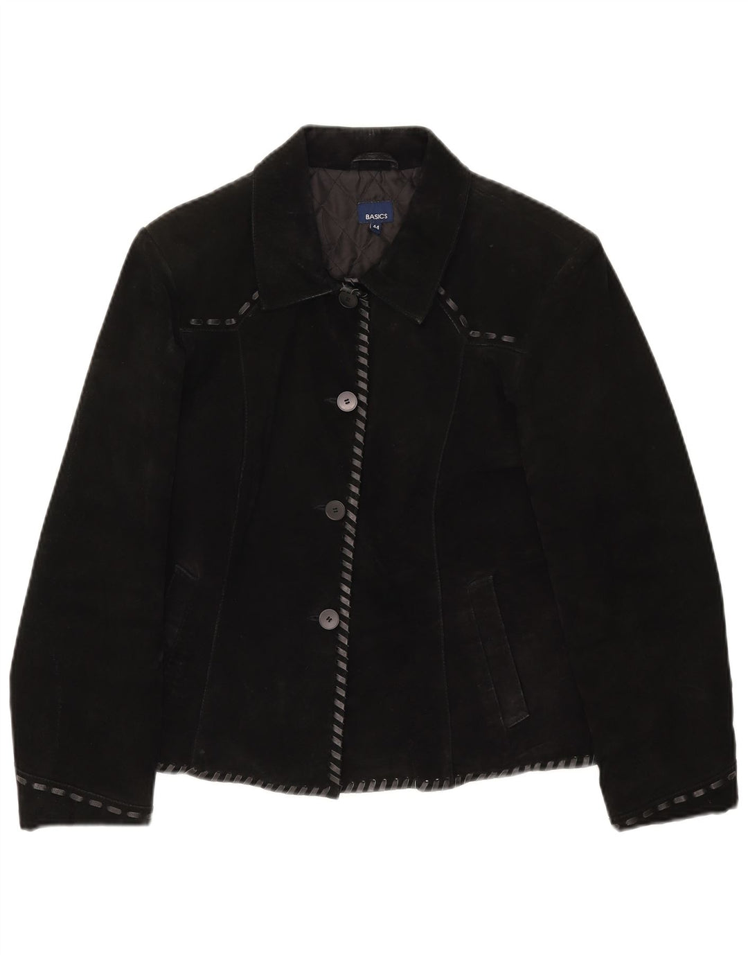 Basics Damen Wildlederjacke UK 12 Mittelschwarzes Leder