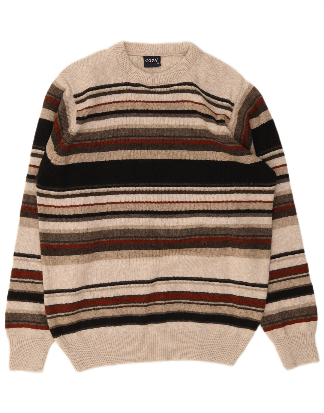 Vintage Herren Pullover mit Rundhalsausschnitt, mittelgroß, mehrfarbig gestreift