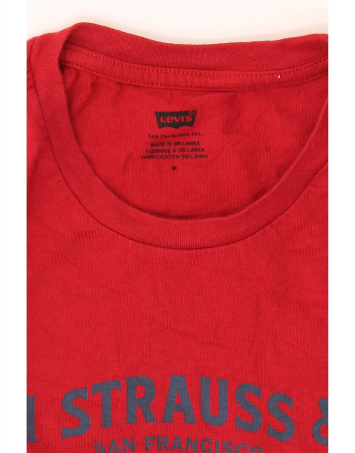 LEVI'S Mens Graphic T-Shirt Top Medium Red Cotton Vintage Levi's and Second-Hand Levi's from Messina Hembry 
