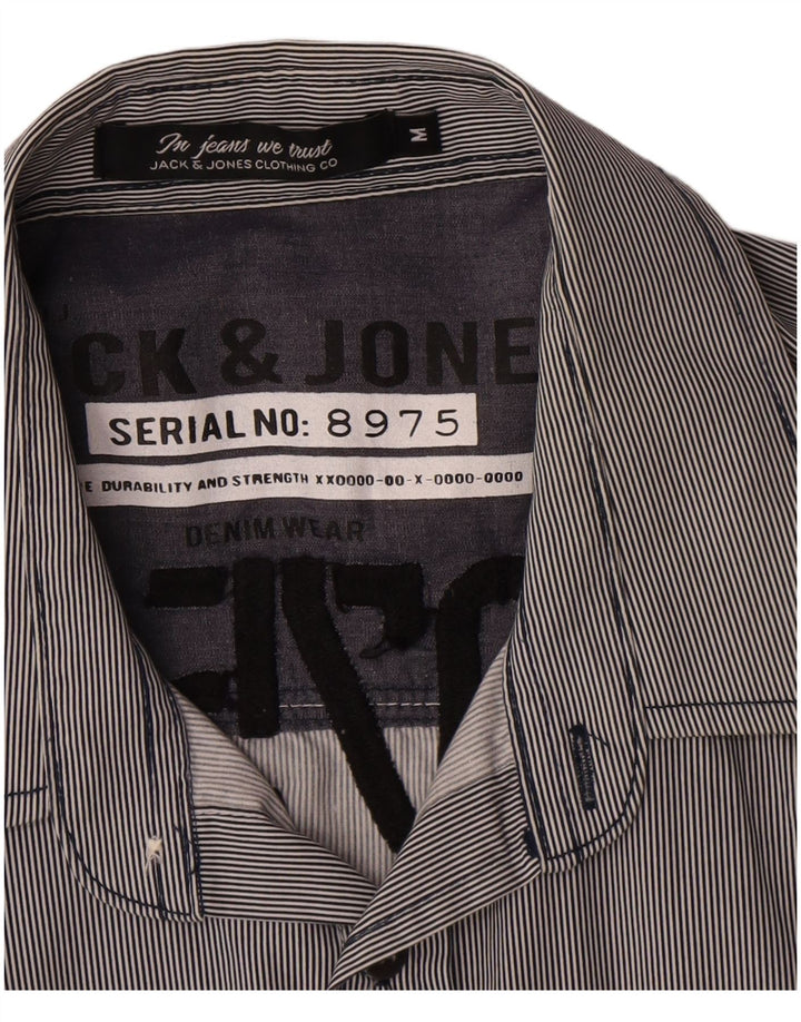 Jack & Jones Herren-Grafikhemd aus mittelblauer Nadelstreifen-Baumwolle