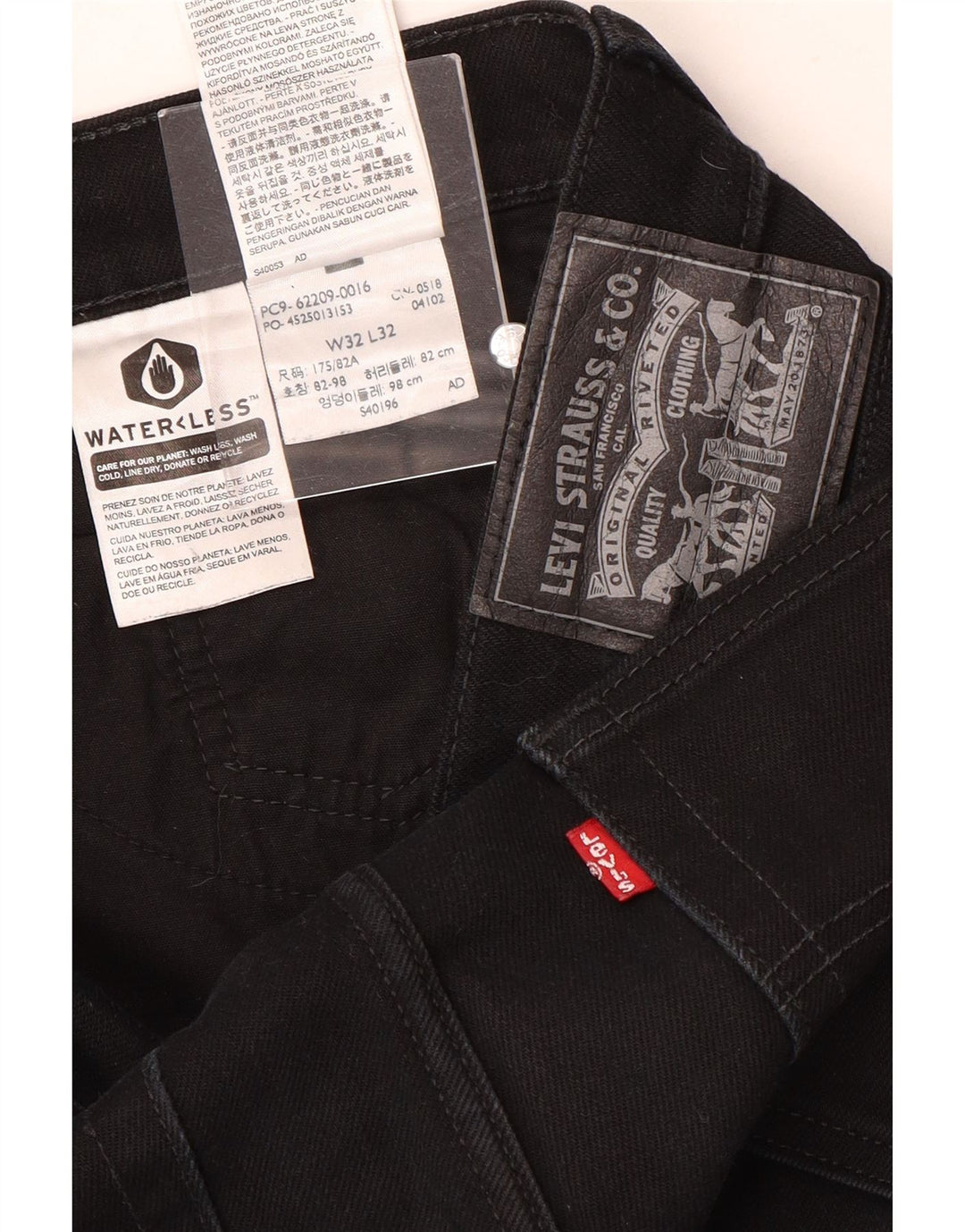 Levi's Herren Slim Jeans W32 L32 Schwarze Baumwolle