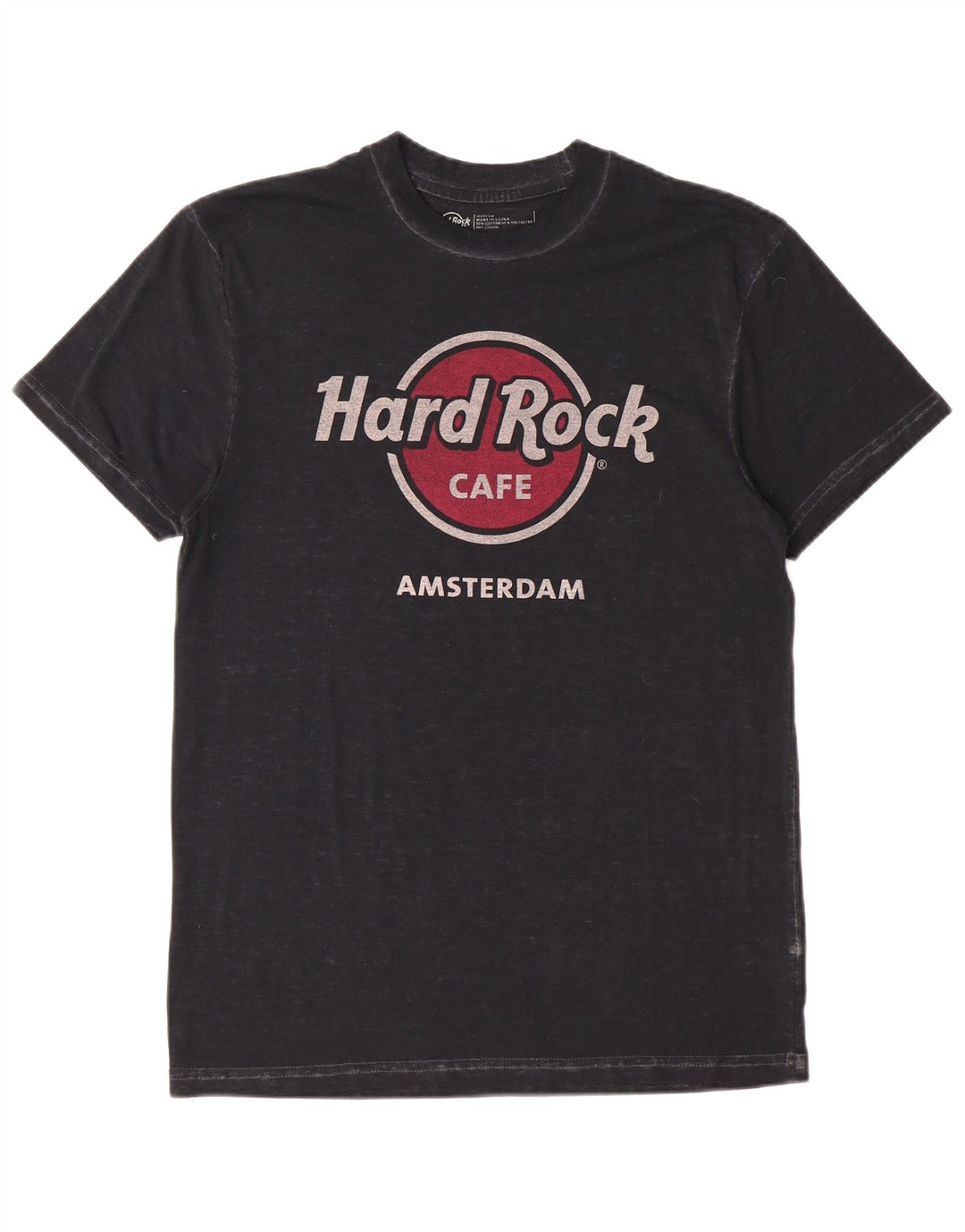 Hard Rock Cafe Herren Amsterdam Grafik-T-Shirt aus mittelschwarzer Baumwolle