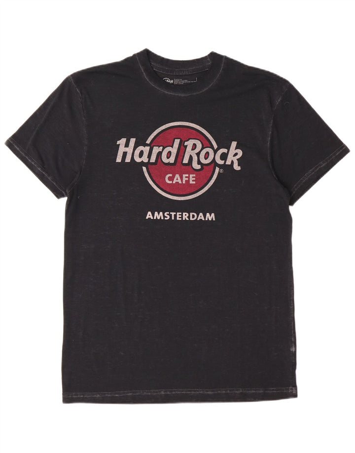 Hard Rock Cafe Herren Amsterdam Grafik-T-Shirt aus mittelschwarzer Baumwolle