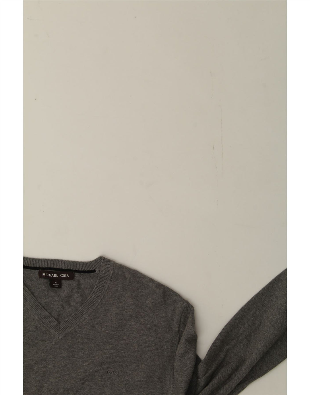 MICHAEL KORS Mens V-Neck Jumper Sweater Medium Grey Cotton Vintage Michael Kors and Second-Hand Michael Kors from Messina Hembry 