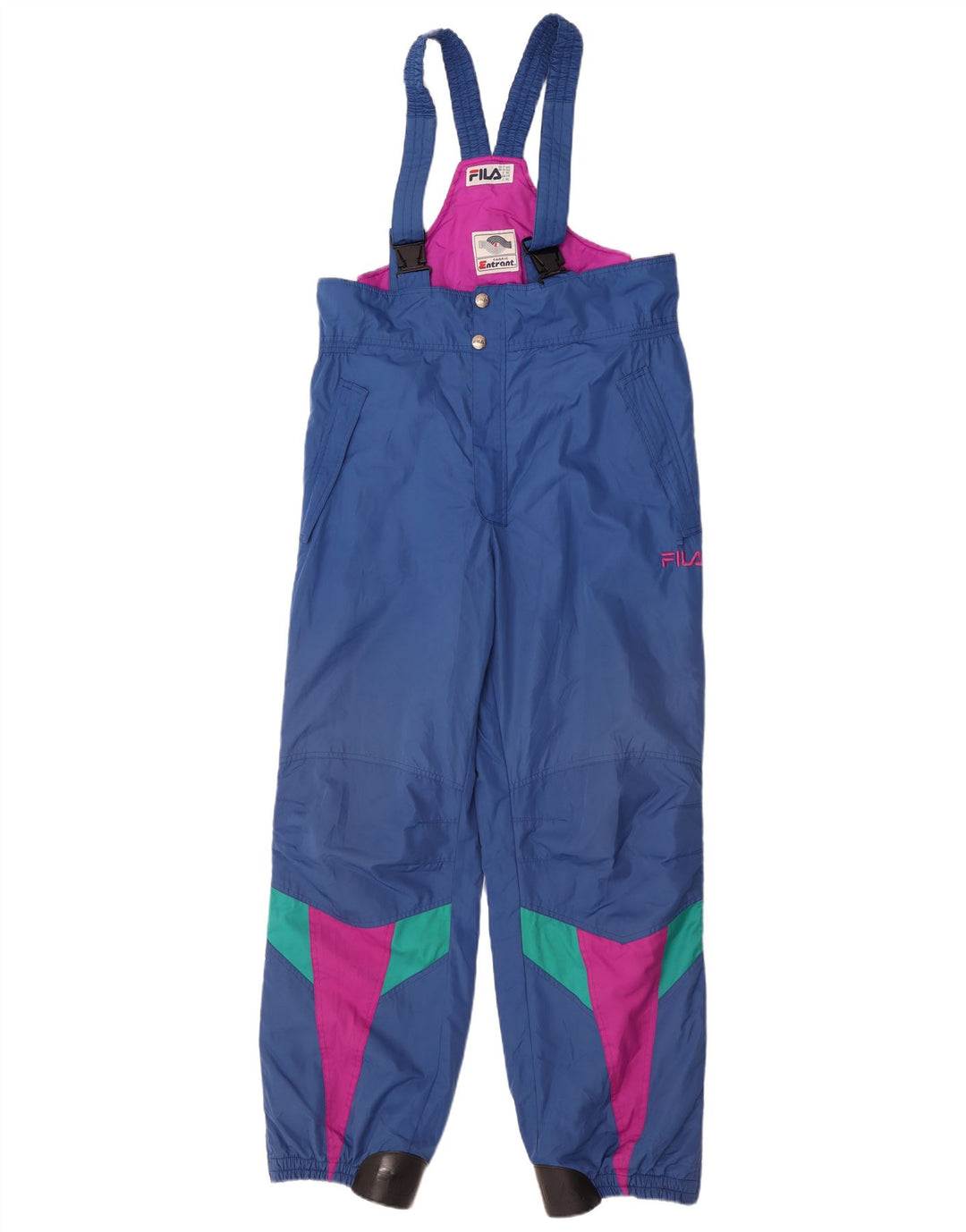 Fila Herren-Latzhose, Skihose IT 50, groß, blaues Farbblock-Polyester