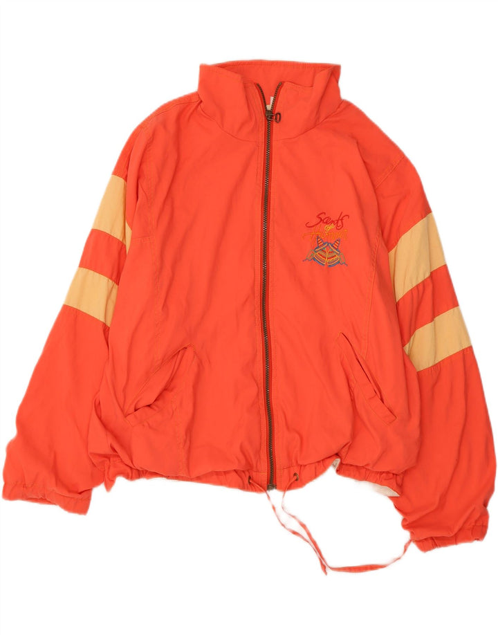 VINTAGE Damen-Trainingsanzug-Top-Jacke UK 12 Mittelorange Farbblock