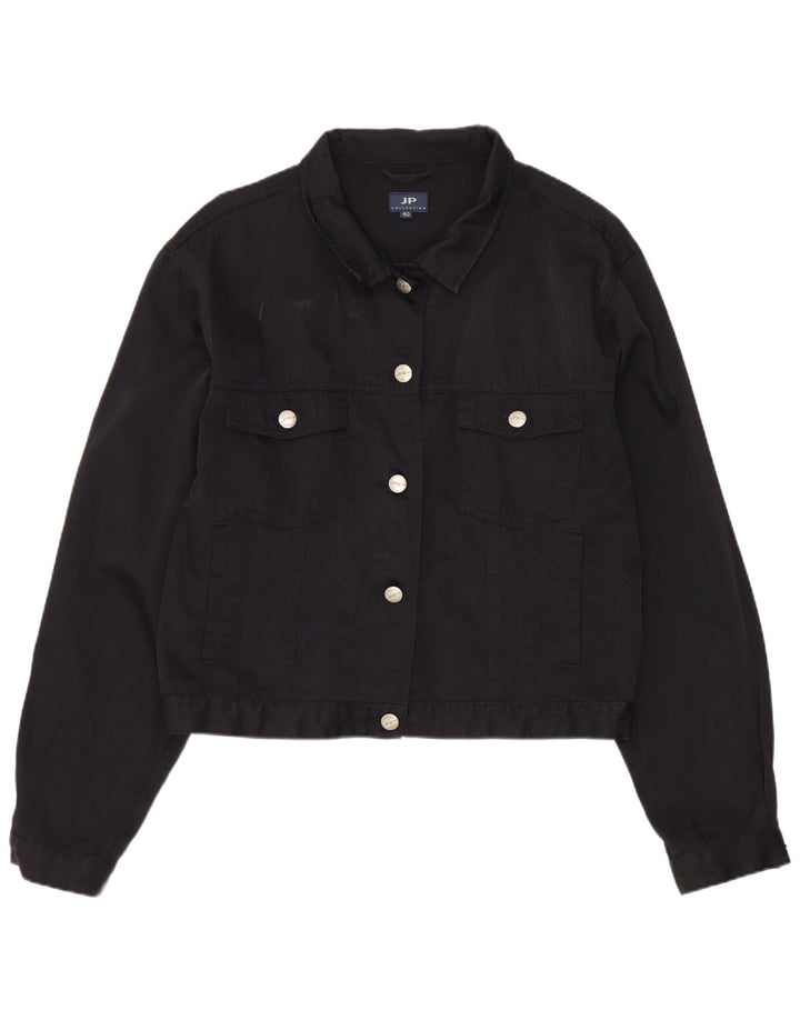 JP COLLECTION Damen Crop Bomberjacke EU 40 Mittelschwarzes Nylon