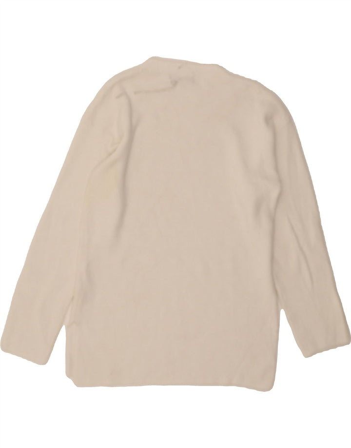 MARKS & SPENCER Womens Crew Neck Jumper Sweater UK 12 Medium White Viscose Vintage Marks & Spencer and Second-Hand Marks & Spencer from Messina Hembry 