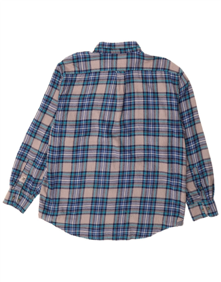 Izod Herren-Flanellhemd XL, blau kariert, Baumwolle
