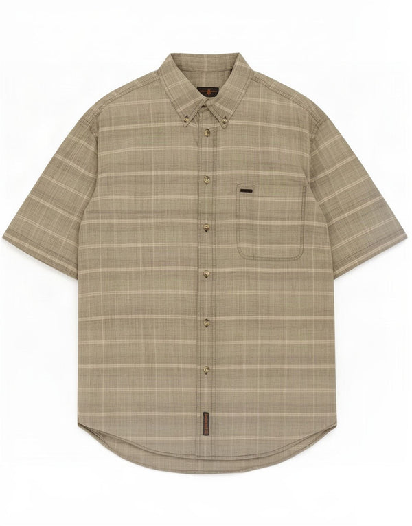Timberland Herren Kurzarmhemd Medium Khaki Check Cotton