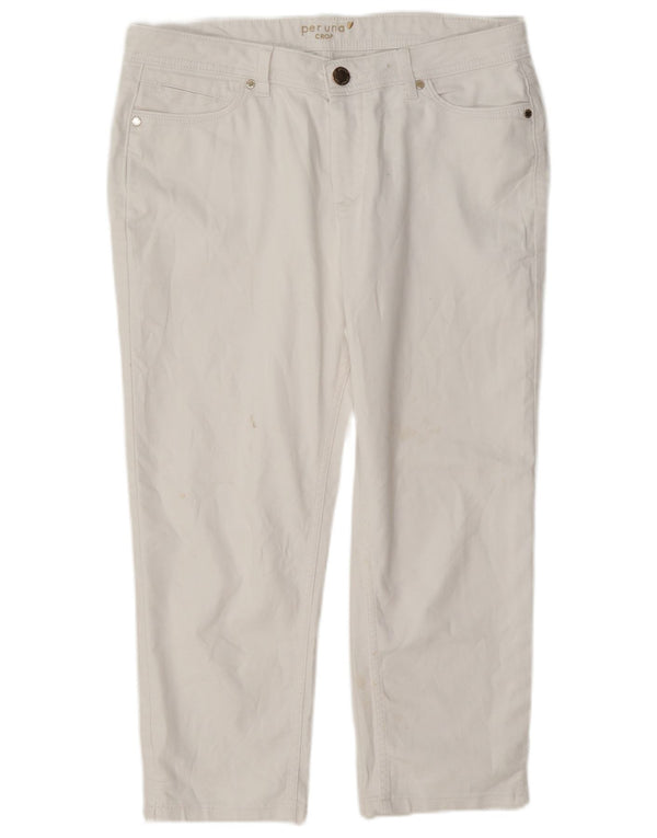Marks & Spencer Damen Per Una verkürzte Hose UK 14 Large W34 L22 Weiß