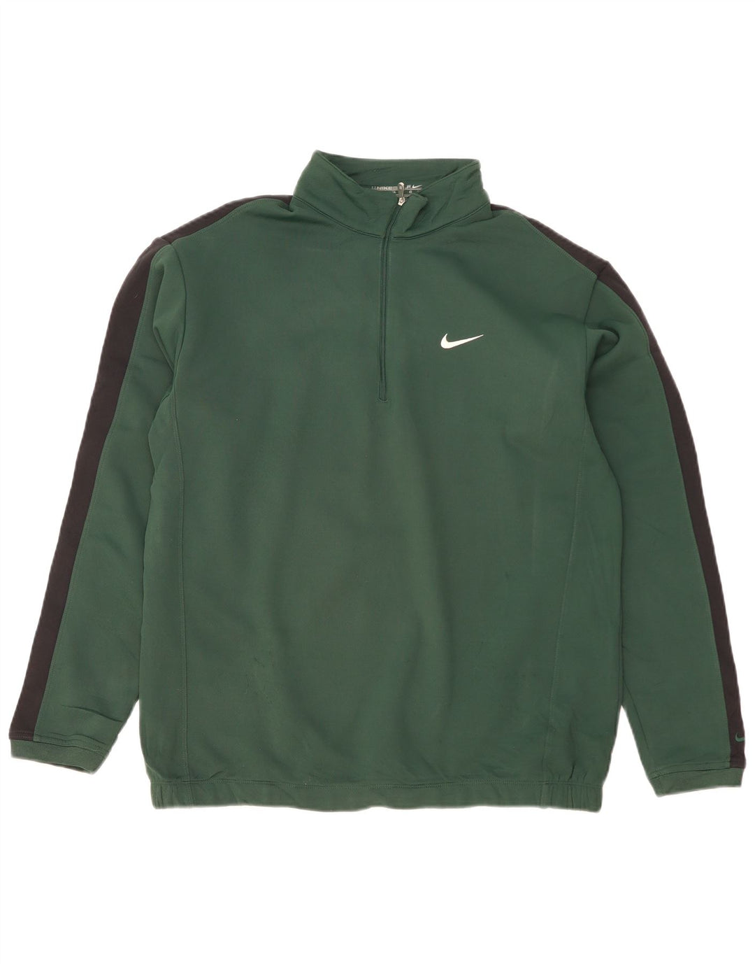 NIKE Herren-Sweatshirt mit Reißverschluss am Hals, groß, grünes Farbblock-Polyester