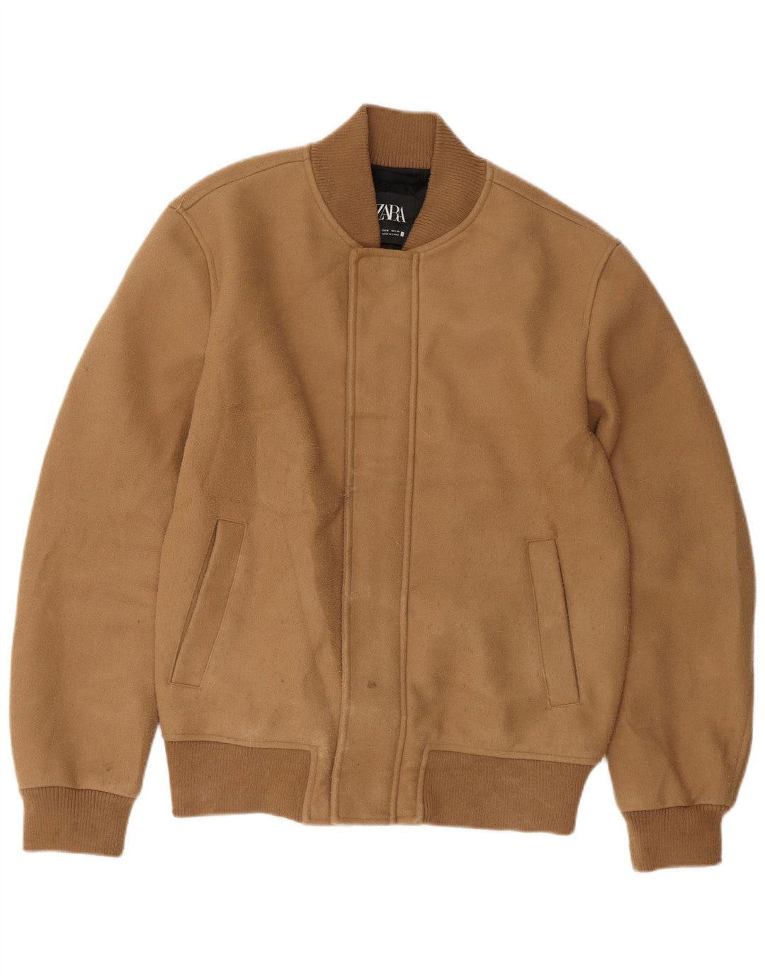 Zara Herren Bomberjacke UK 38 Mittelbraunes Polyester