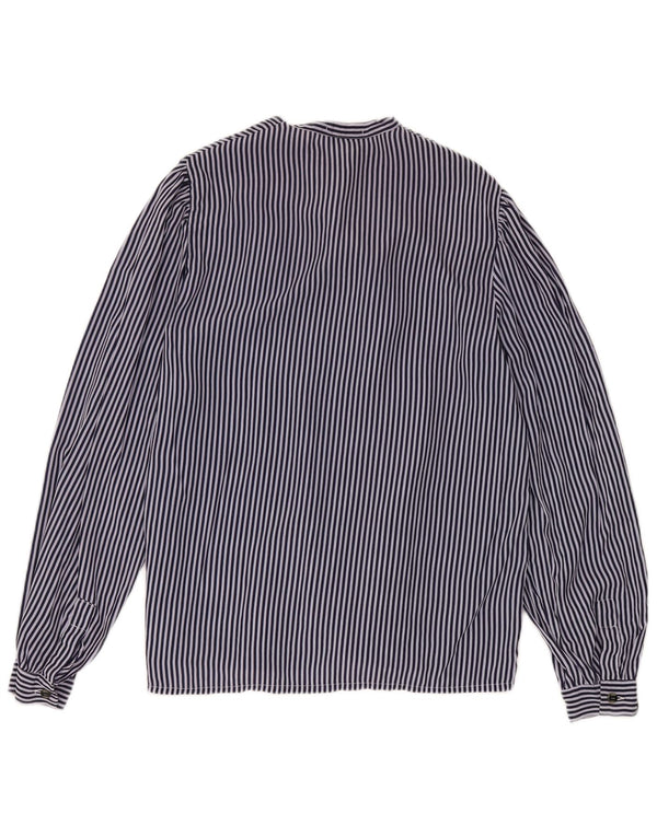 VINTAGE Damen Fliege Hemdbluse IT 48 XL Marineblau gestreift