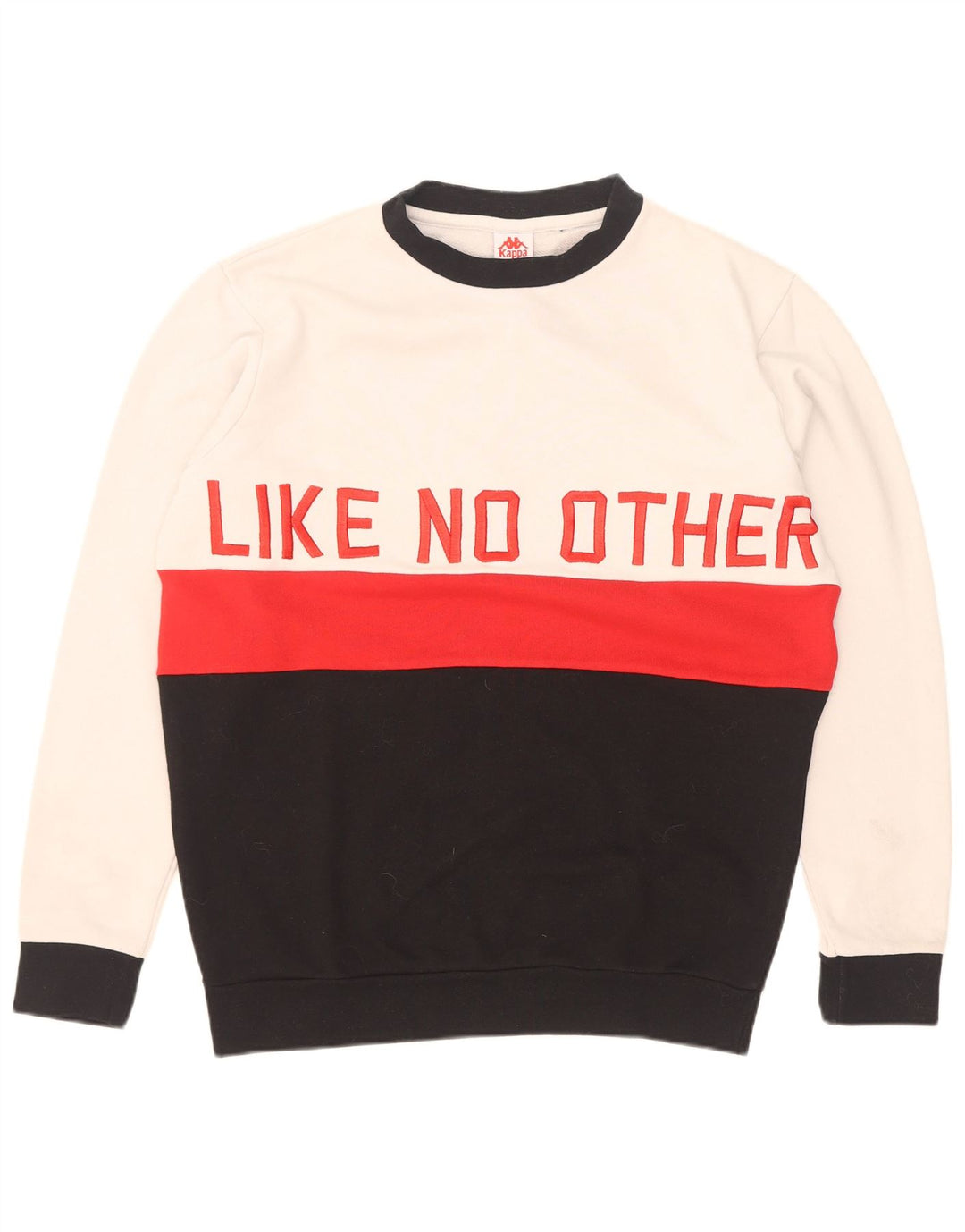 Kappa Herren Grafik-Sweatshirt-Pullover aus mittelweißer Colourblock-Baumwolle