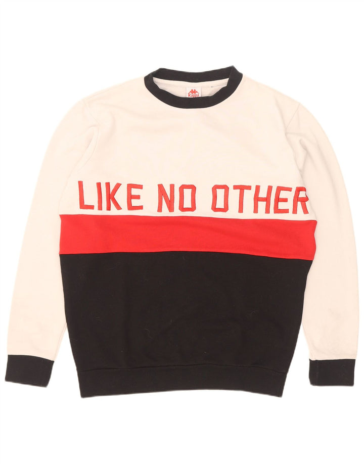 Kappa Herren Grafik-Sweatshirt-Pullover aus mittelweißer Colourblock-Baumwolle
