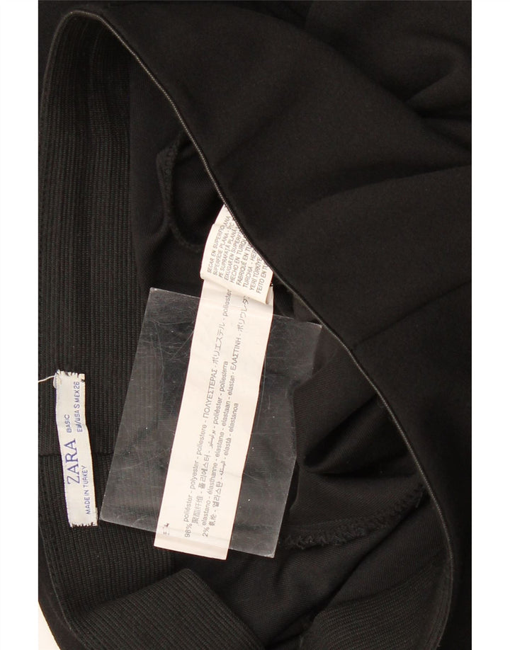 ZARA Damen Capri-Hose mit weitem Bein, Größe S, W26, L20, Schwarz, Polyester