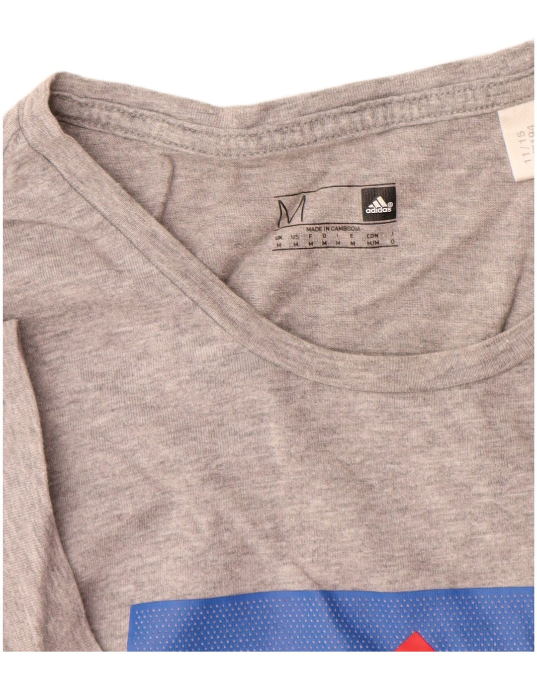 Adidas Herren Grafik-T-Shirt-Oberteil aus mittelgrau gefleckter Baumwolle