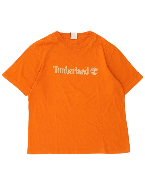 Timberland Damen Grafik-T-Shirt-Oberteil UK 16 Large Orange Baumwolle