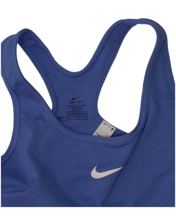 Nike Damen Dri Fit Graphic Sport-BH-Oberteil, Mittelblau, Polyester, Sport
