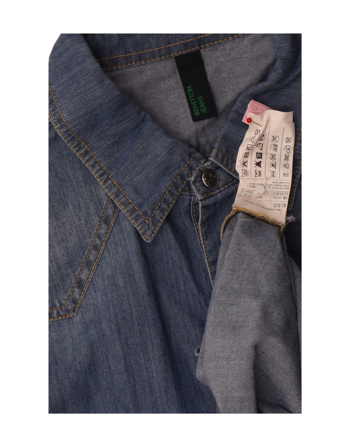 BENETTON Herren Jeanshemd XL Blau Baumwolle