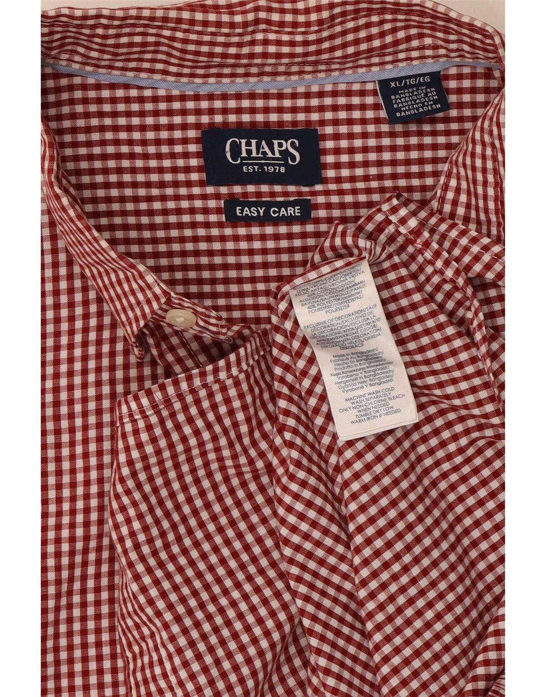 Chaps Herrenhemd XL aus roter Gingham-Baumwolle
