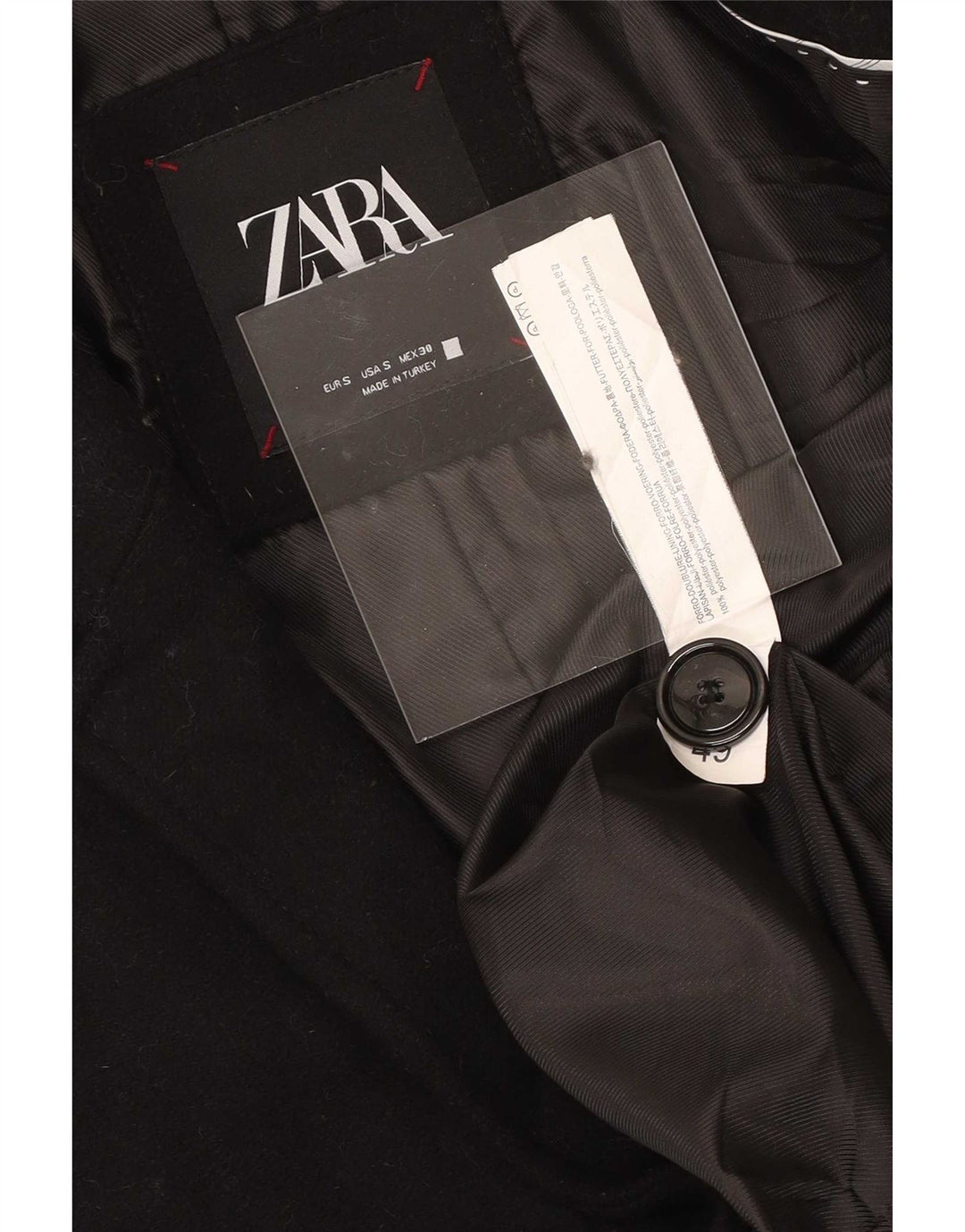 Zara Herrenmantel UK 36 Small Schwarz