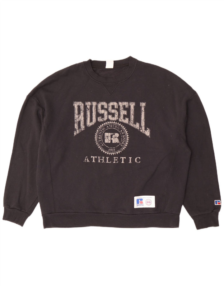 Russell Athletic Herren-Sweatshirt mit Grafik, lockerer Passform, Mittelschwarz