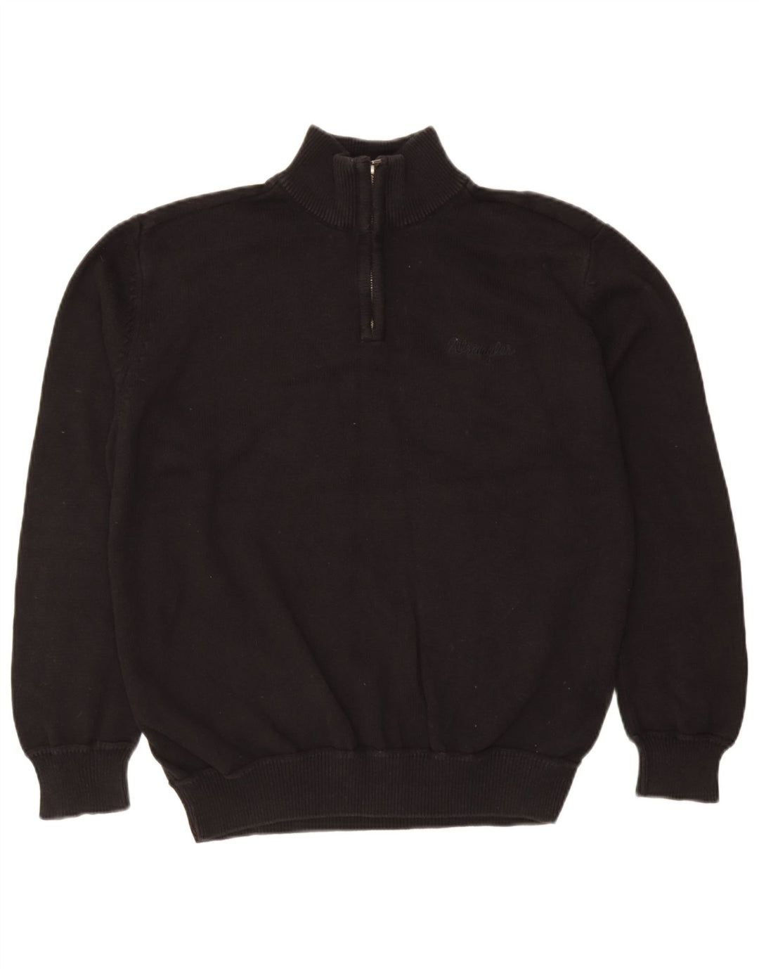 Wrangler Herren-Pullover mit Reißverschluss am Hals, XL, schwarze Baumwolle