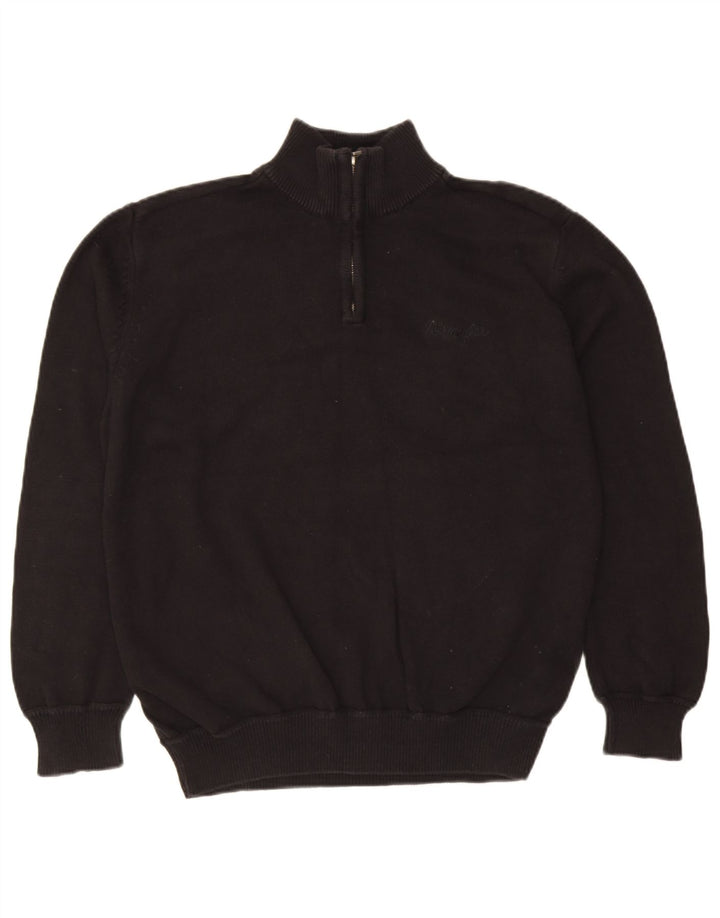 Wrangler Herren-Pullover mit Reißverschluss am Hals, XL, schwarze Baumwolle