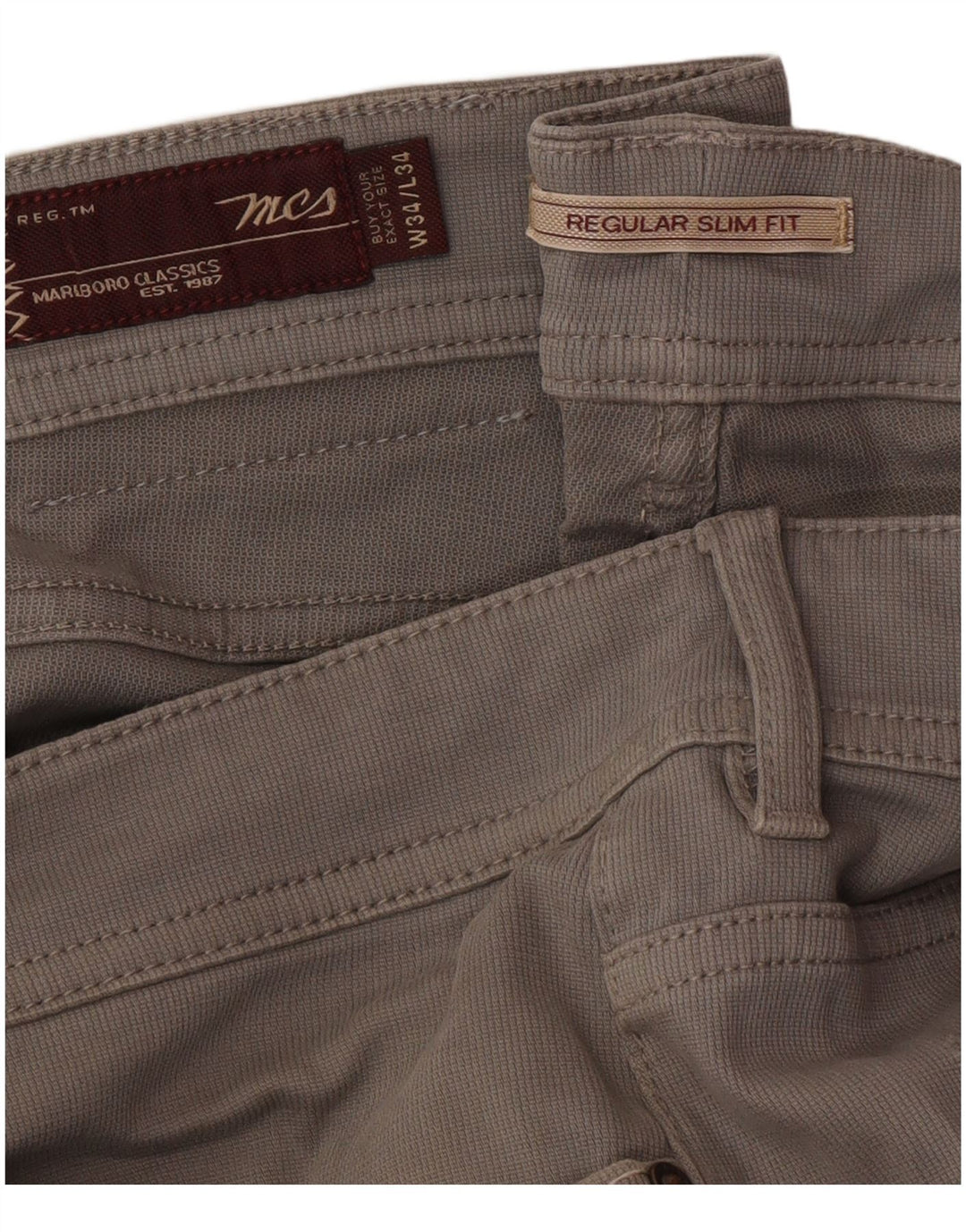 Marlboro Classics Herren-Freizeithose in normaler Slim-Passform, W34, L34, Grau