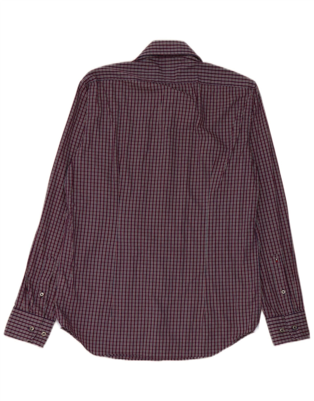 Tommy Hilfiger Herren-Hemd, tailliert, Größe 38 15, mittelmarineblaue Gingham-Baumwolle