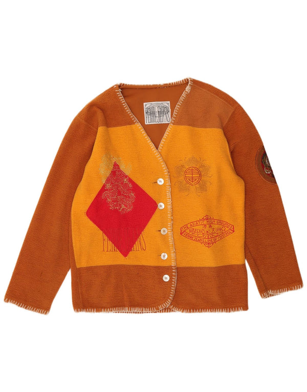 Ferre Damen-Cardigan mit Grafik, UK 16, Größe L, Braun, Colourblock-Baumwolle
