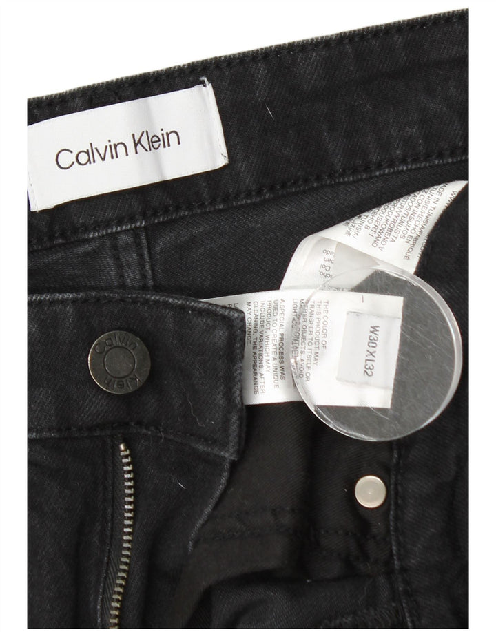 Calvin Klein Herren Slim Jeans W30 L32 Schwarze Baumwolle