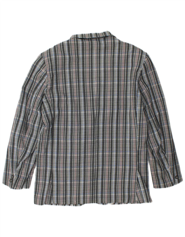 VINTAGE Mens 2 Button Blazer Jacket UK 40 Large Grey Check Cotton