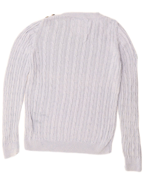 SUPERDRY Damen-Pullover mit U-Boot-Ausschnitt, UK 14, Größe L, Blau, Baumwolle