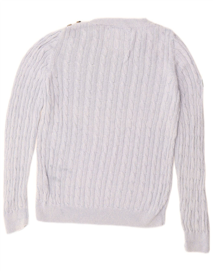 SUPERDRY Damen-Pullover mit U-Boot-Ausschnitt, UK 14, Größe L, Blau, Baumwolle